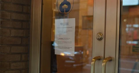 Coronavirus shuts down Broadway. Close up of Notice. Jagged Little Pill Stock Footage 126295875