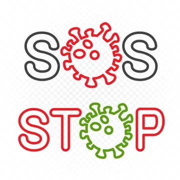 Coronavirus sos and stop symbol set Illustrazione stock