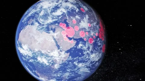 Coronavirus Spread Map on Earth Video stock 237333595