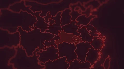 Coronavirus spreading from Wuhan, animated map. Pandemic of coronavirus in China Stock Footage 123674974