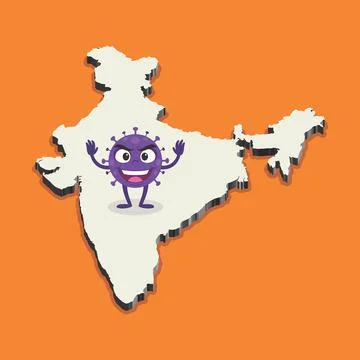 Coronavirus standing on a india map Stock Illustration