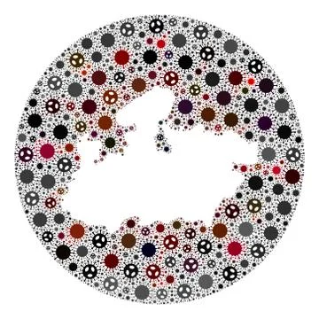 CoronaVirus Stencils Circle Map of Madhya Pradesh State Mosaic 스톡 일러스트