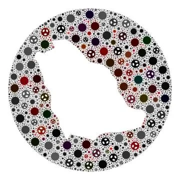 CoronaVirus Stencils Circle Map of Saudi Arabia Mosaic Stock-Illustration