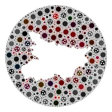 CoronaVirus Stencils Round Map of Bihar State Mosaic 스톡 일러스트