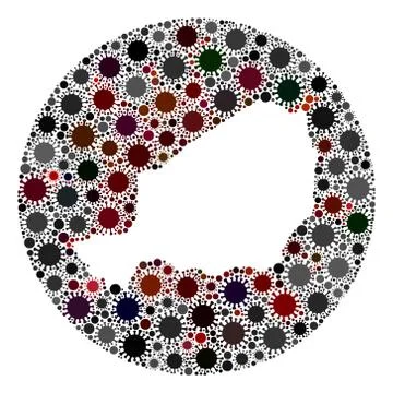 CoronaVirus Stencils Round Niger Map Mosaic Stock-Illustration
