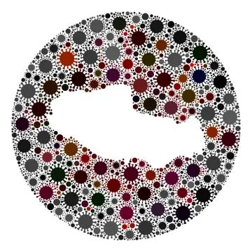 CoronaVirus Stencils Round Tibet Map Mosaic Stock Illustration