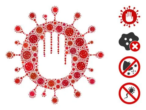 Coronavirus Stop Collage of CoronaVirus Elements 库存插图