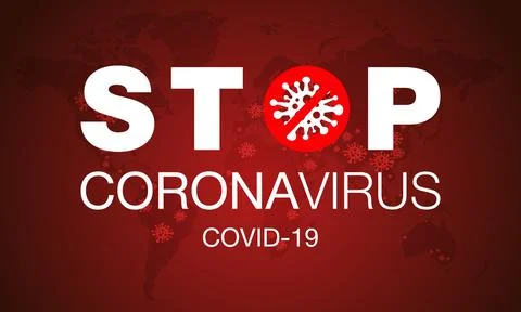 Coronavirus. Stop. Covid-19. Map. No Infection. Dangerous Coronavirus Cell. B イラスト素材