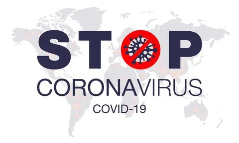 Coronavirus. Stop. Covid-19. Map. No Infection. Dangerous Coronavirus Cell. B Illustrazione stock