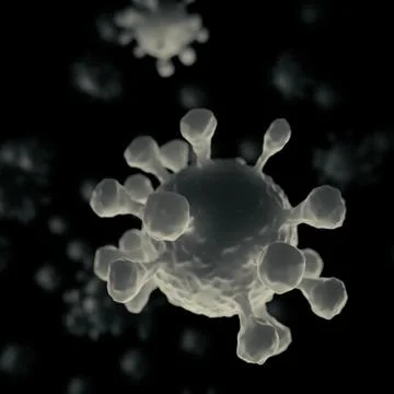 Coronavirus stylized in dark microscopic illustration, 3d rendered. Stock Illustration