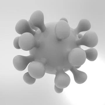 Coronavirus stylized glossy gray illustration, 3d rendered. Stock Illustration