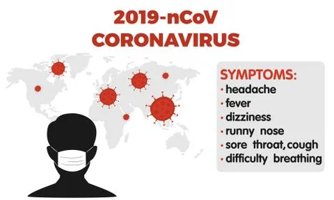 Coronavirus symptoms infographics elements. Human icons coronavirus symptoms Illustrazione stock