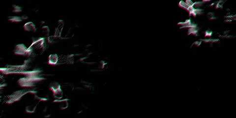 Coronavirus technology abstraction with floating virus bodies with noise and Stock Footage 161093673