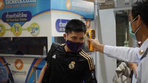 Coronavirus - Temperature Testing Red Dot Stock-Footage 127290326