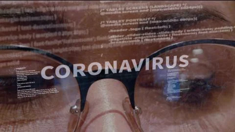 Coronavirus text on background of software developer 스톡 사진
