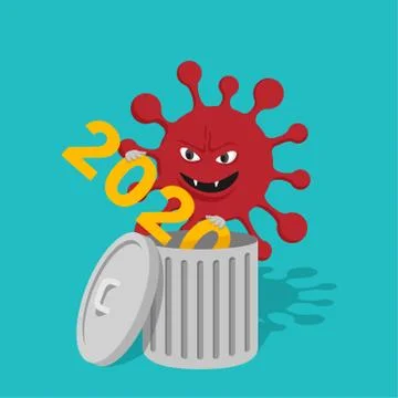 Coronavirus throws 2020 into thrash bin Stock Illustration