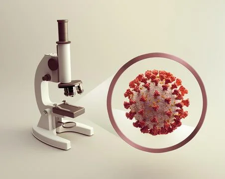 Coronavirus under 3d the microscope Stock Photos