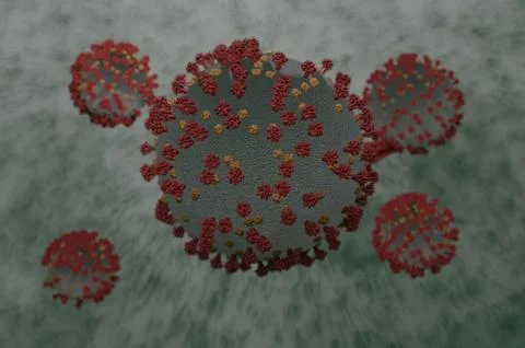 Coronavirus under microscope 3D render illustration Stock Illustration