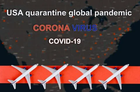 Coronavirus in USA Quarantine, US map of Covid-19 in the statue of liberty Stock Photos
