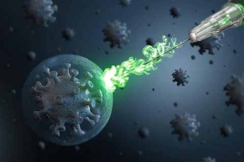 Coronavirus vaccination resistance – 3d visualization Illustrazione stock