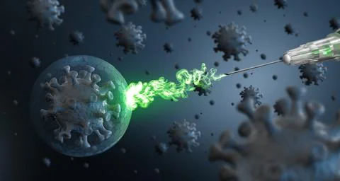 Coronavirus vaccination resistance – 3d visualization Illustrazione stock