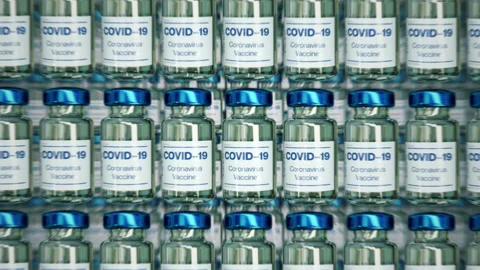 Coronavirus Vaccine Stack of Bottles Loop, Animated Background Видео 152462030