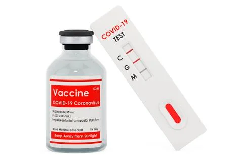 Coronavirus vaccine with test, 3D rendering Ilustração Stock
