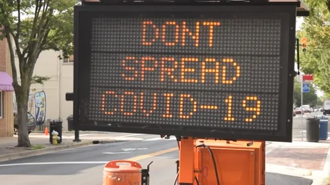 Coronavirus Variable Message Traffic Sign Video stock 136763076