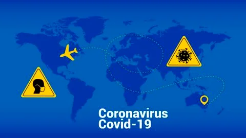 Coronavirus vector world map. Corona virus symbol. Education pictogram. Stock Illustration
