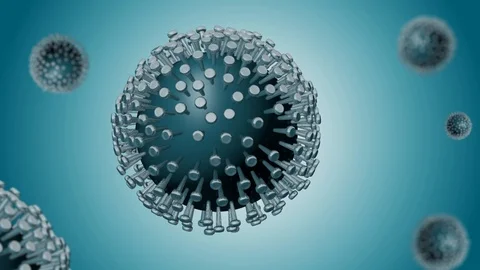 Coronavirus virus 3d cgi render blue background Stock Footage 124228312