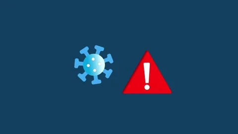 Coronavirus warning alert icon with exclamation mark Stock Footage 333782218