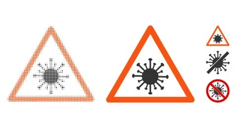 Coronavirus Warning Halftone and Solid Icon Stock Illustration
