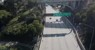 Coronavirus Warning On Los Angeles Freeway Stock Footage