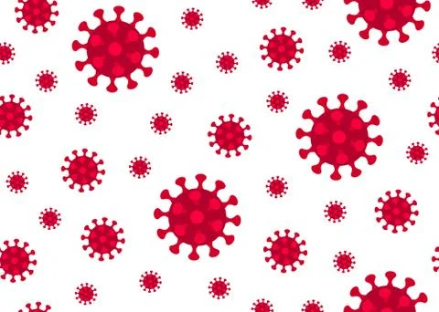 Coronavirus on white background. Seamless pattern with viruses. Vector illust Illustrazione stock