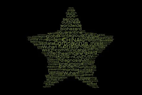 Coronavirus word cloud in shape of a star Stock Illustration