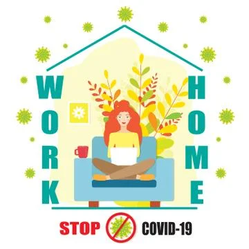 Coronavirus work home Stock Illustration