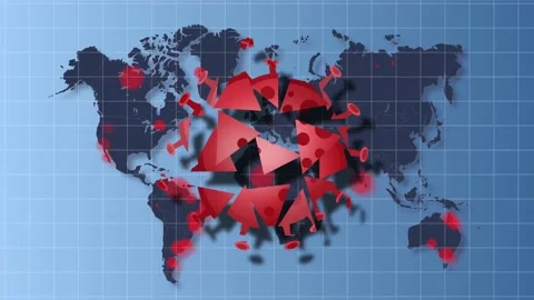 Coronavirus World Map Animation. Breaking Omicron Cell. Stock Footage 192498819