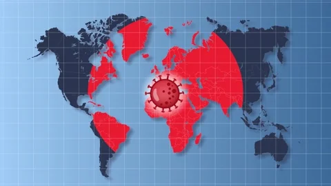 Coronavirus World Map Animation. Omicron Cell. World Statistics. Stock Footage 192498345
