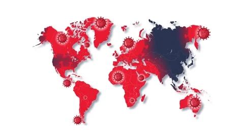 Coronavirus World Map Animation. Omicron Cells. Covid-19 Pandemic Spread . Stock Footage 192498523