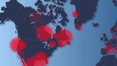 Coronavirus World Map Zoom In Animation. Covid-19 Global Pandemic Spread. Stock Footage 192498348