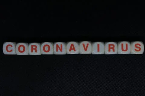 "CORONAVIRUS" written on a black background Stock Photos
