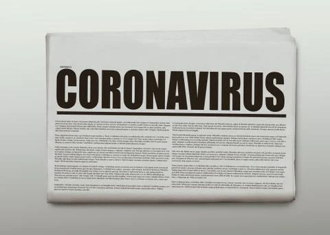 Coronavirus written headlined newspaper isolated on a white background Stock Photos