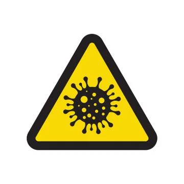 Coronavirus yellow triangular caution sign. stop covid-19 pandemic badge. stop Stock Illustration