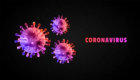 Coronaviruses 3d realistic vector in black background. corona virus cell, wuh Stock Illustration