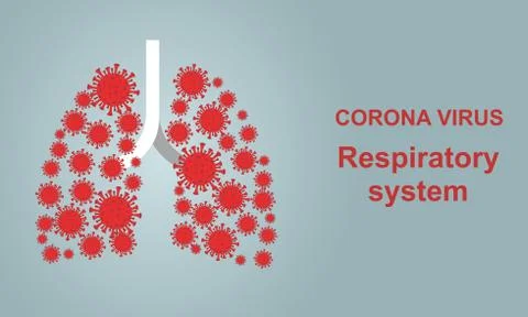 Coronaviruses effect on Human Respiratory system and lungs, copy space Stock Illustration