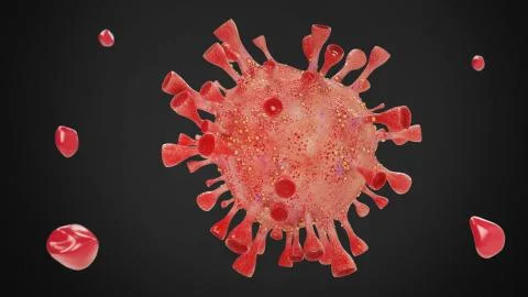 Coronaviruses KOVID-19 on a black background. 3D rendering Stock Illustration