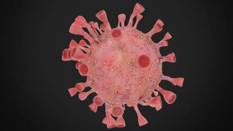 Coronaviruses KOVID-19 on a black background. 3D rendering Stock Illustration