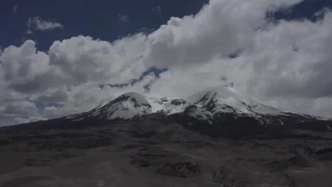 Coropuna Volcano Ice Cap Glacier, 4K wide drone aerial, Arequipa, Peru Stock Footage 260789416