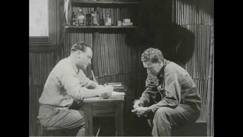 Corporal Ben Edward gives justification about shot in jungle to officer - 1952 Stock Footage 101405842