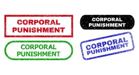 CORPORAL PUNISHMENT Rectangle Stamp Seals with Corroded Texture Stock Illustration